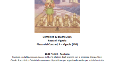 DOMENICA 12 GIUGNO 2016 LIBRIAMODENA 2016 MOSTRA MERCATO DEL LIBRO E PRESENTAZIONE DEL LIBRO IL PICCOLO CAVALIERE DEL RE DEGLI SCACCHI DI CARLO ALBERTO CAVAZZONI
