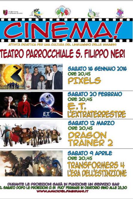 PROIEZIONI AL CINEMA PERIODO  GENNAIO – APRILE 2016