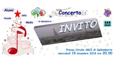 MERCOLEDI’ 19 DICEMBRE 2018 CONCERTO DEGLI ALUNNI DELLA SCUOLA SECONDARIA DI I° GRADO A.S. 2018/2019