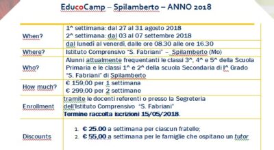ENGLISH CAMP A.S. 2017/2018 – MODALITA’ DI ADESIONE AL PROGETTO ANNO 2018