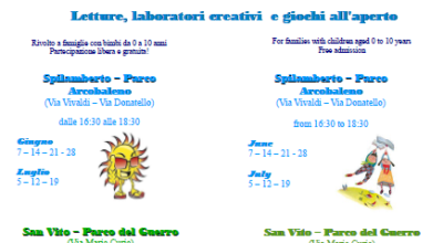 GIOCHIAMOCI L’ESTATE 2016 LETTURE, LABORATORI CREATIVI E GIOCHI ALL’APERTO