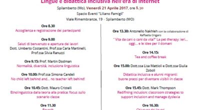 CONVEGNO FORMATIVO VENERDI’ 21 APRILE 2017 – LINGUE E DIDATTICA INCLUSIVA NELL’ERA DI INTERNET