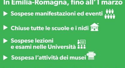 COMUNICAZIONE REGIONE EMILIA ROMAGNA – “CORONAVIRUS – CHIUSURA DELLE  SCUOLE” – DAL 24/02/2020 AL 01/03/2020
