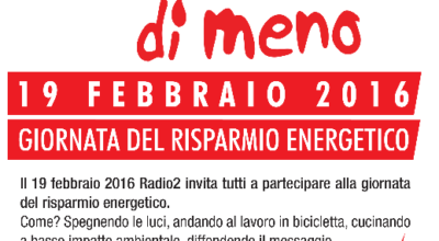 VENERDI’ 19 FEBBRAIO 2016 “M’ILLUMINO DI MENO” – GIORNATA DEDICATA AL RISPARMIO ENERGETICO