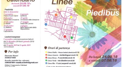 RIPARTE IL PIEDIBUS – PERIODO DI SVOLGIMENTO DAL 24  SETTEMBRE  2018   AL 07 GIUGNO  2019