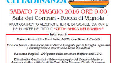 SABATO 7 MAGGIO 2016 CONSIGLIO DELL’UNIONE TERRE DI CASTELLI – UNICEF APERTO ALLA CITTADINANZA