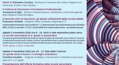 SCEGLIERE IL FUTURO 3° SALONE ORIENTAMENTO SCOLASTICO GIORNI 4 E 5 NOVEMBRE 2016