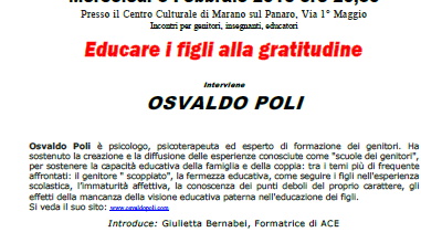 MERCOLEDI’ 3 FEBBRAIO 2016 – “EDUCARE I FIGLI ALLA GRATITUDINE”